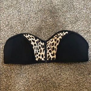 VS PINK Zipper Leopard Strapless Bikini Top
